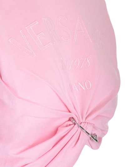 Shop Versace Safety Pin Detail T-shirt In Rose