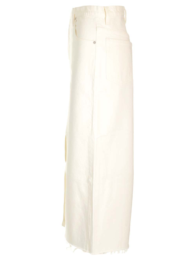 Shop Frame Denim Midi Skirt In White
