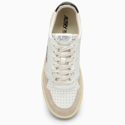 Shop Autry Medalist Trainer In White\/black Leather And Suede