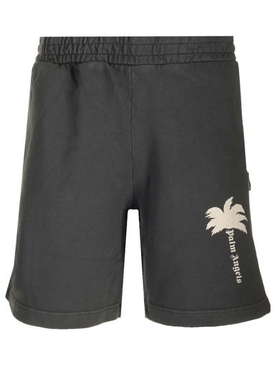 Shop Palm Angels Fleece Bermuda Shorts In Grey