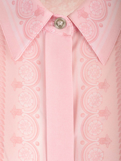 Shop Versace Pink Silk Twill Shirt In Rose