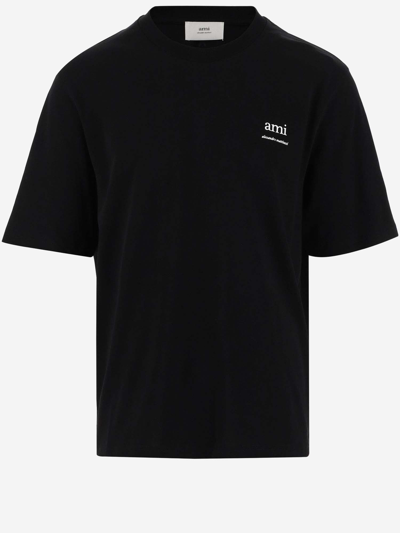 Shop Ami Alexandre Mattiussi Cotton T-shirt With Logo In Black