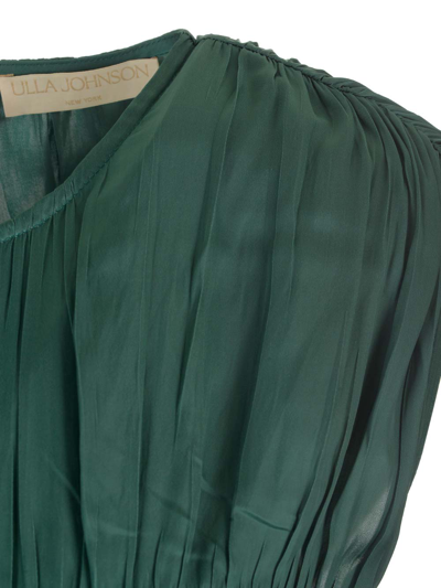 Shop Ulla Johnson Delia Plisse Dress In Green