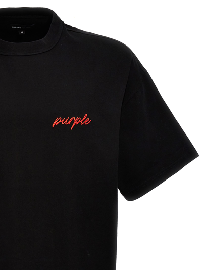 Shop Purple Brand Logo Embroidery T-shirt In Black