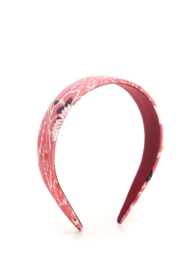 Shop Etro Pegaso Plaque Floral Printed Hairband In Red