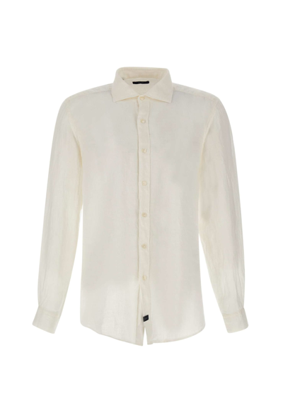 Shop Fay Linen Shirt In Bianco