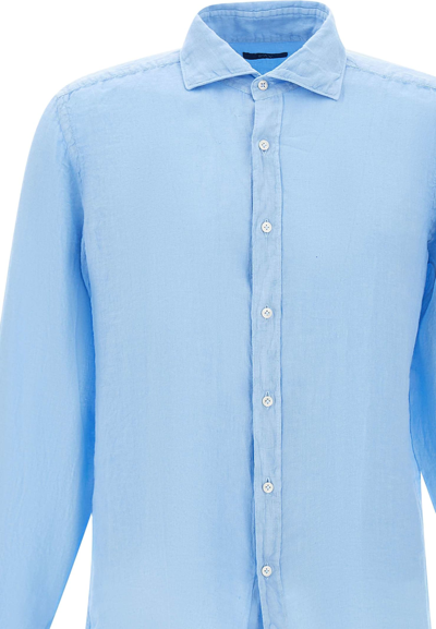 Shop Fay Linen Shirt In Azzurro