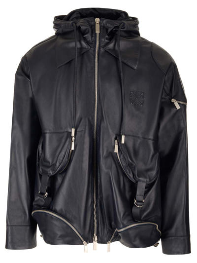Shop Off-white Black Leather Jacket