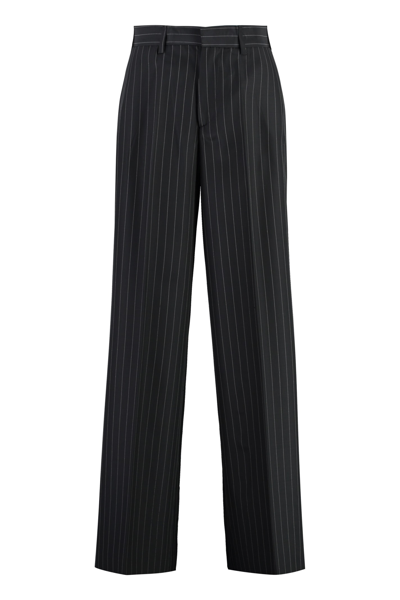 Shop P.a.r.o.s.h Wool Blend Trousers In Fantasia Nero