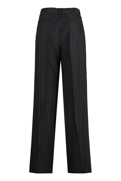 Shop P.a.r.o.s.h Wool Blend Trousers In Fantasia Nero
