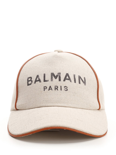 Shop Balmain B-army Baseball Hat In Beige