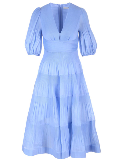 Shop Zimmermann Jaracanda Pleated Dress In Light Blue