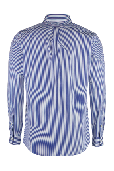 Shop Ralph Lauren Button-down Collar Cotton Shirt In Blue White Bengal Stripe