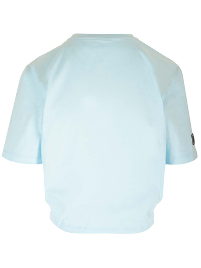 Shop Versace Safety Pin Detail Top In Light Blue