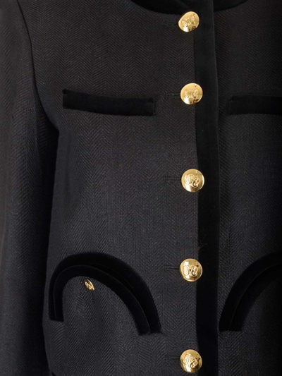 Shop Blazé Milano Mengi Cropped Desgin Blazer In Black