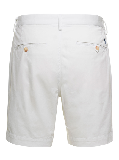 Shop Ralph Lauren White Chino Shorts With Logo Patch In Cotton Man In Deckwash White