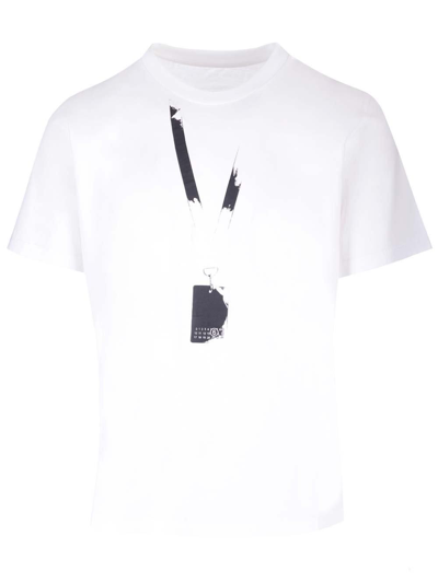 Shop Mm6 Maison Margiela Logo De-tailed Crewneck T-shirt In White