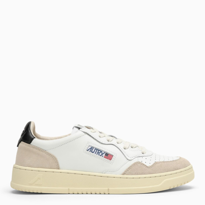 Shop Autry Medalist Trainer In White\/black Leather And Suede