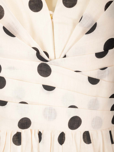 Shop Zimmermann Polka Dots Linen Dress In White