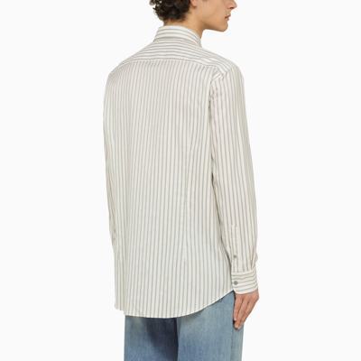 Shop Etro White\/green Striped Long Sleeved Shirt In Multicolor