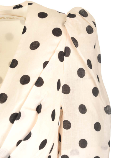 Shop Zimmermann Polka Dots Linen Dress In White