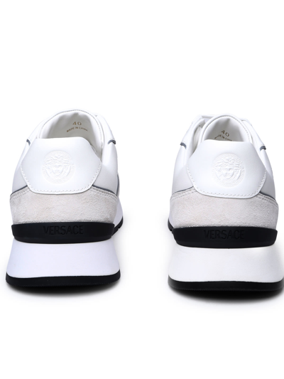 Shop Versace White Leather Sneakers