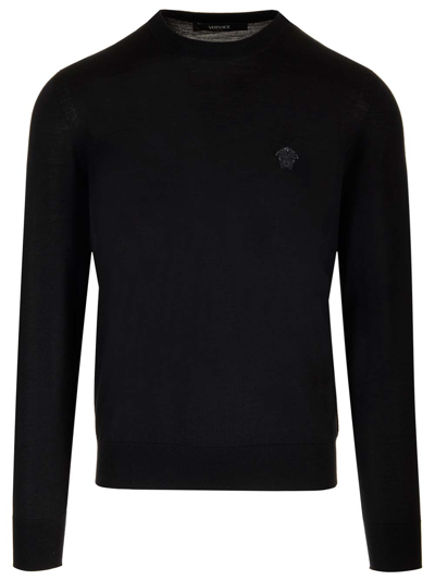 Shop Versace Cashmere And Silk Sweater In Black