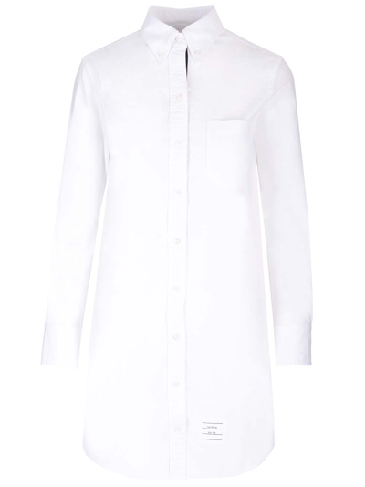 Shop Thom Browne 3/4 Length Shirt Dress In White