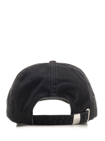 Shop Ganni Patch Baseball Hat In Black