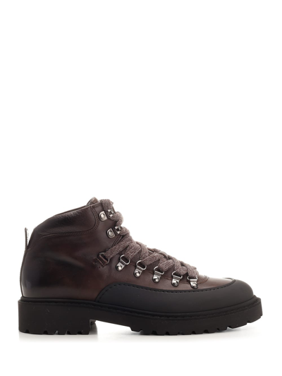 Shop Doucal's Ebony Leather Ankle Boot In Brown