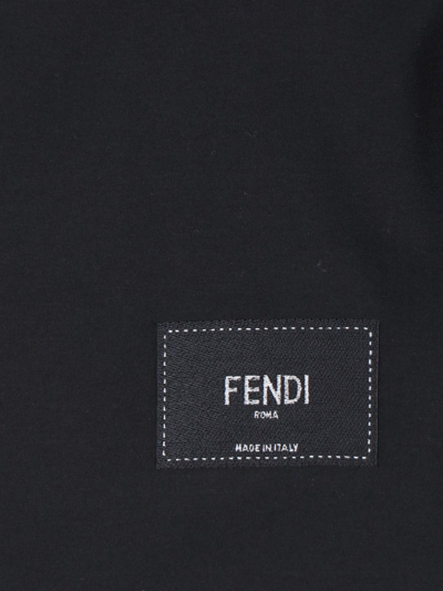 Shop Fendi T-shirt With Leather Logo Patch In Black