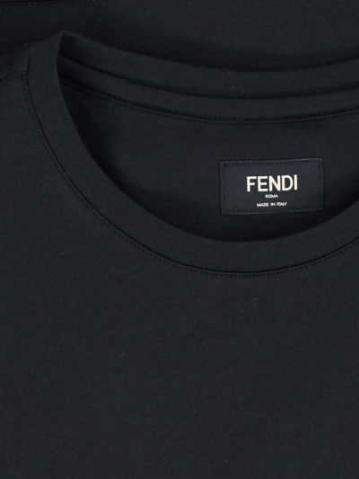 Shop Fendi T-shirt With Leather Logo Patch In Black