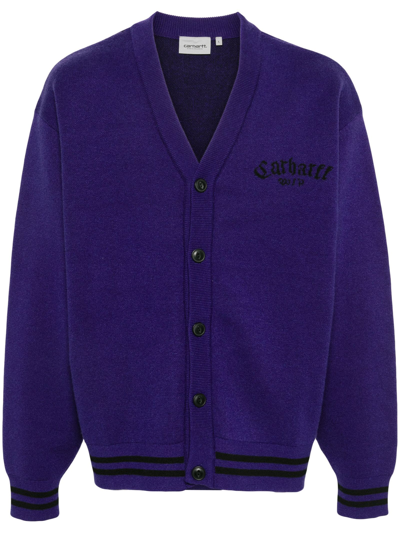 Shop Carhartt Purple Onyx Knit Cardigan In Nero