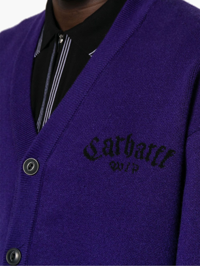 Shop Carhartt Purple Onyx Knit Cardigan In Nero