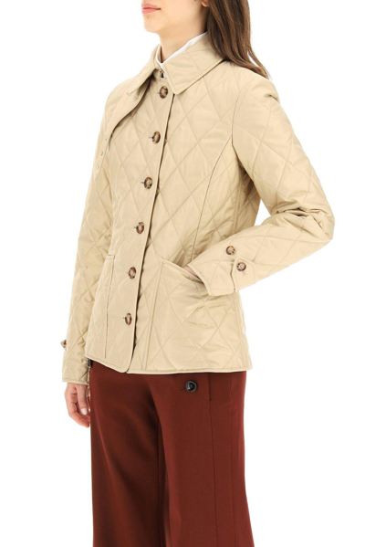 Shop Burberry Diamond Quilted Jacket In Beige