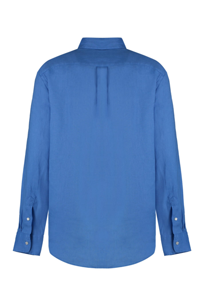 Shop Ralph Lauren Linen Shirt In Riviera Blue