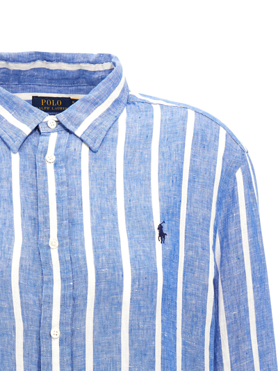 Shop Ralph Lauren Logo Shirt In Blue White