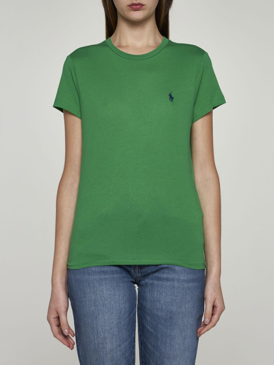 Shop Ralph Lauren Logo Cotton T-shirt In Preppy Green