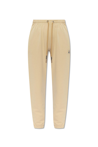 Shop Moncler Sweatpants With Logo In Beige