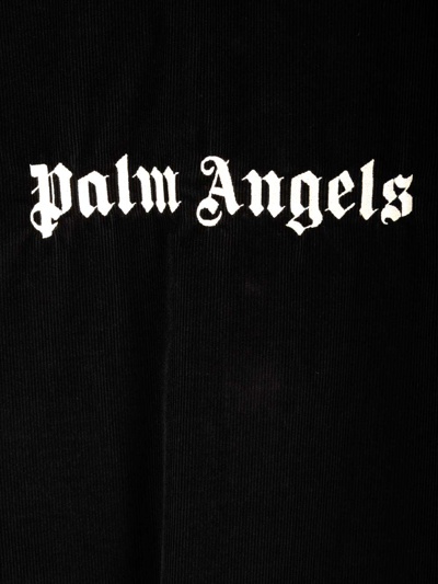 Shop Palm Angels Velvet Overshirt With Logo In Nero