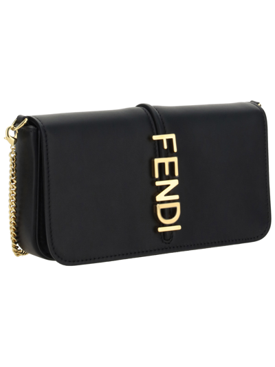 Shop Fendi Wallet With Chain In Black