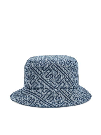 Shop Fendi Ff Motif Denim Bucket Hat In Blue