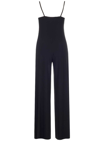 Shop Norma Kamali Black V-neck Jumpsuit