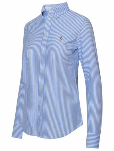 Shop Ralph Lauren Striped Long-sleeve Shirt In Harbour Island Blue White
