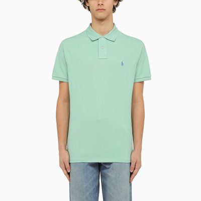 Shop Ralph Lauren Aquamarine Piqu\u00e9 Polo Shirt With Logo In Celadon
