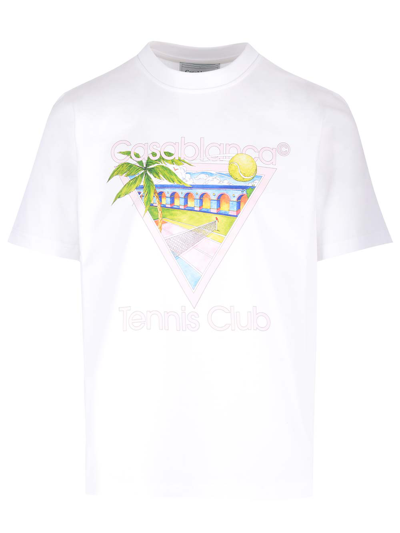 Shop Casablanca Tennis Club T-shirt In Bianco