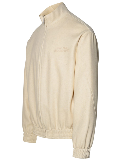 Shop Gcds Ivory Linen Blend Jacket In White
