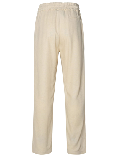 Shop Gcds Ivory Linen Blend Trousers In White