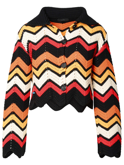 Alanui Kaleidoscopic Chevron Knitted Jacket In Black