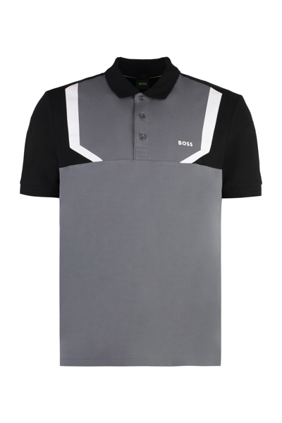 Shop Hugo Boss Logo Polo Shirt In Medium Grey